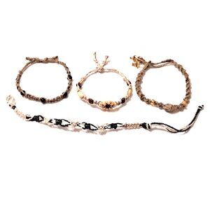 4 Handmade Beaded and Braided Friendship Bracelets - adjustable - one size